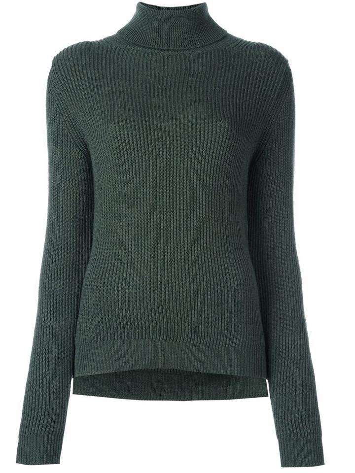 P.a.r.o.s.h. Roll Neck Ribbed Pullover, Women's, Size: Xs, Green, Virgin Wool