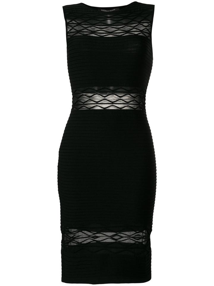 Antonino Valenti Sheer-panel Fitted Dress - Black