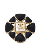 Chanel Vintage Logo Cocktail Ring - Metallic