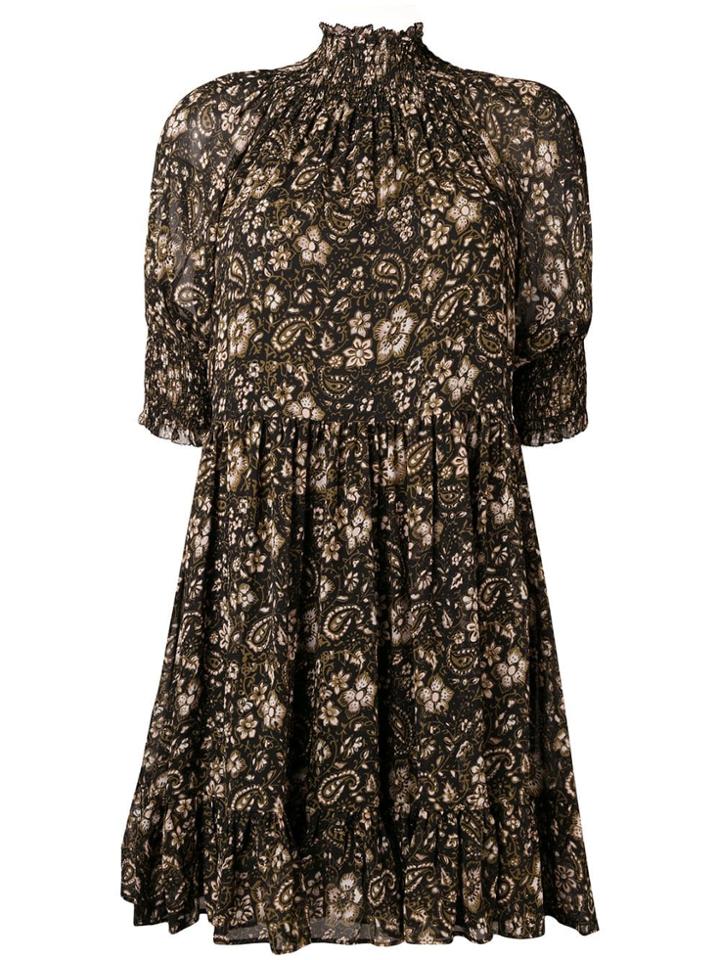 Ulla Johnson Floral Print Silk Dress - Black