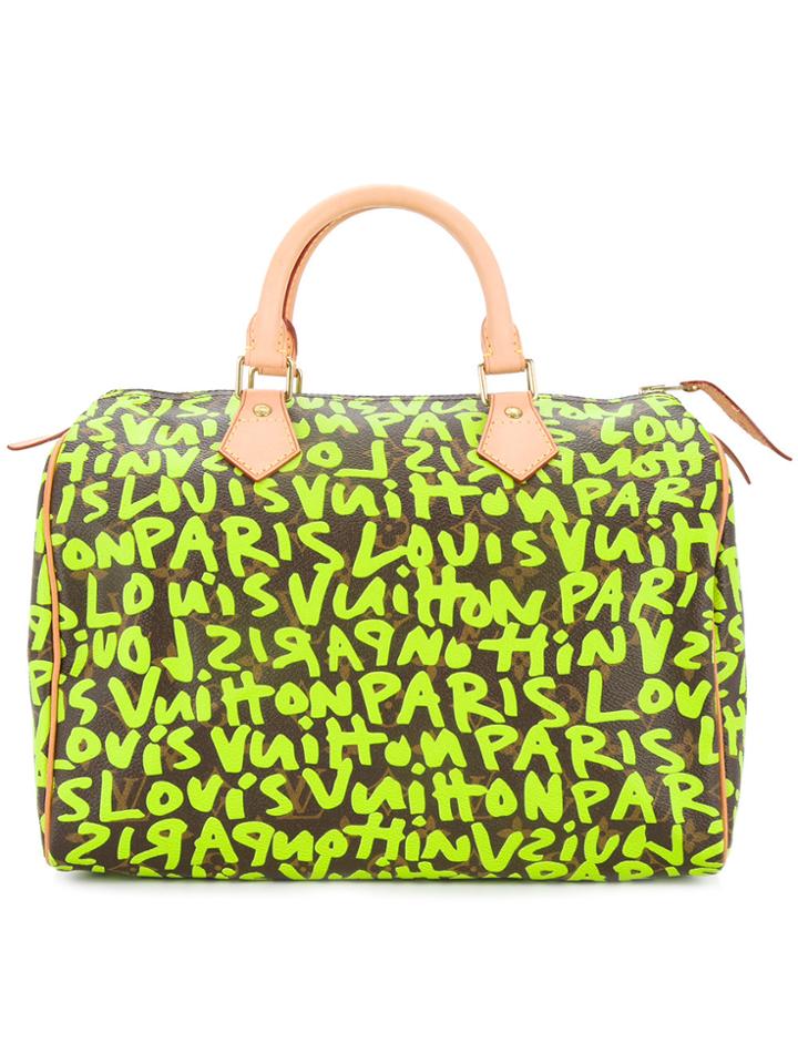Louis Vuitton Vintage Speedy 30 Graffiti Tote - Green