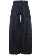 Jacquemus Striped Palazzo Pants, Women's, Size: 36, Blue, Silk/cotton/viscose