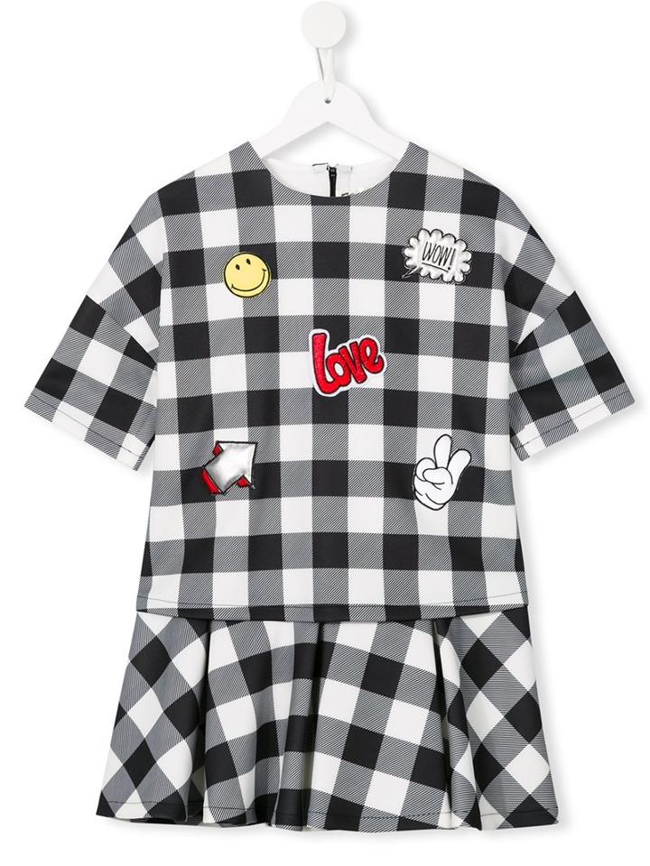 Loredana Patch Checked Dress, Girl's, Size: 11 Yrs, Black