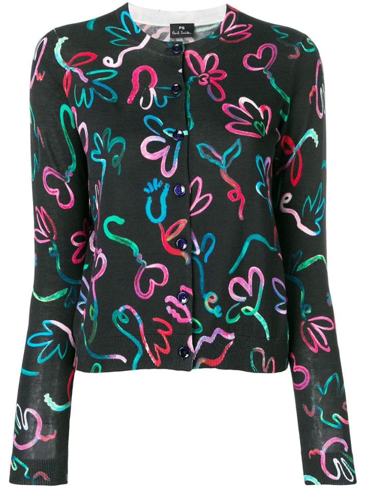 Ps By Paul Smith Floral Pattern Cardigan - Black