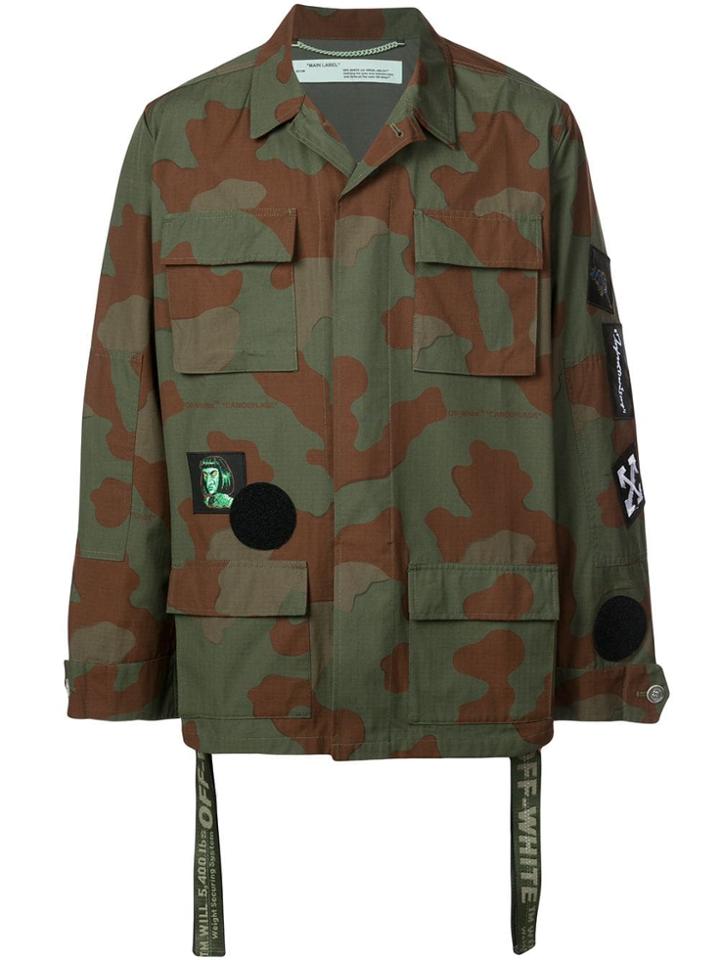 Off-white Camouflage Print Shirt Jacket - Green
