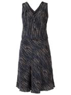 Egrey V Neck Printed Dress, Women's, Size: 38, Blue, Silk