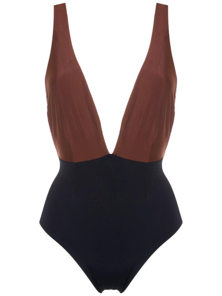 Haight Marina Deep Neck Swimsuit - Brown