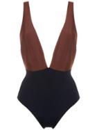 Haight Marina Deep Neck Swimsuit - Brown