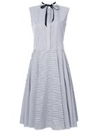 Adam Lippes Striped Cotton Sleeveless Collar Dress - Black