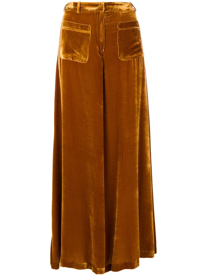Vivetta - Flared Trousers - Women - Silk/viscose - 42, Yellow/orange, Silk/viscose