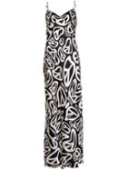 Moschino Melting Peace Sign Slip Dress, Women's, Size: 42, Black, Silk