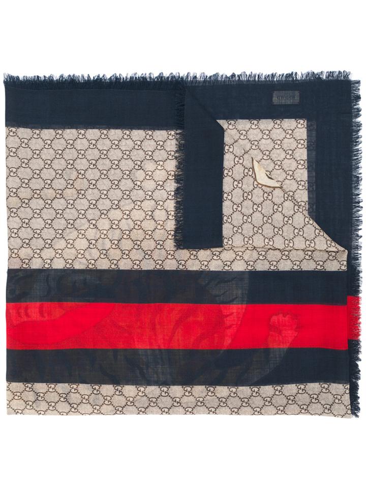 Gucci Gg Supreme Tiger Scarf - Multicolour