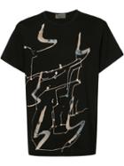 Yohji Yamamoto Splattered T-shirt, Men's, Size: 3, Black, Cotton