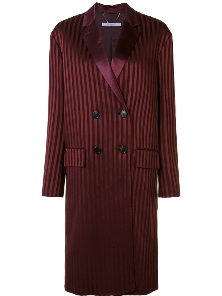 Givenchy Striped Double Breasted Coat, Women's, Size: 38, Red, Acetate/viscose/silk