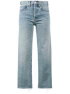 Re/done Stove Pipe 27 Cropped High Waist Jeans - Blue