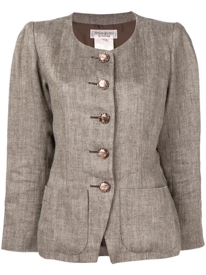 Yves Saint Laurent Vintage 1980's Single-breasted Blazer - Brown