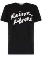 Maison Kitsuné Scripted Logo Cotton T-shirt - Black