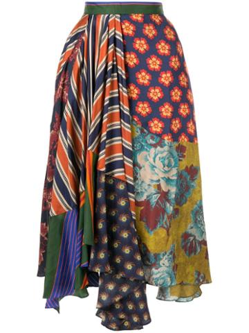 Biyan Asymmetric Patchwork Skirt - Multicolour