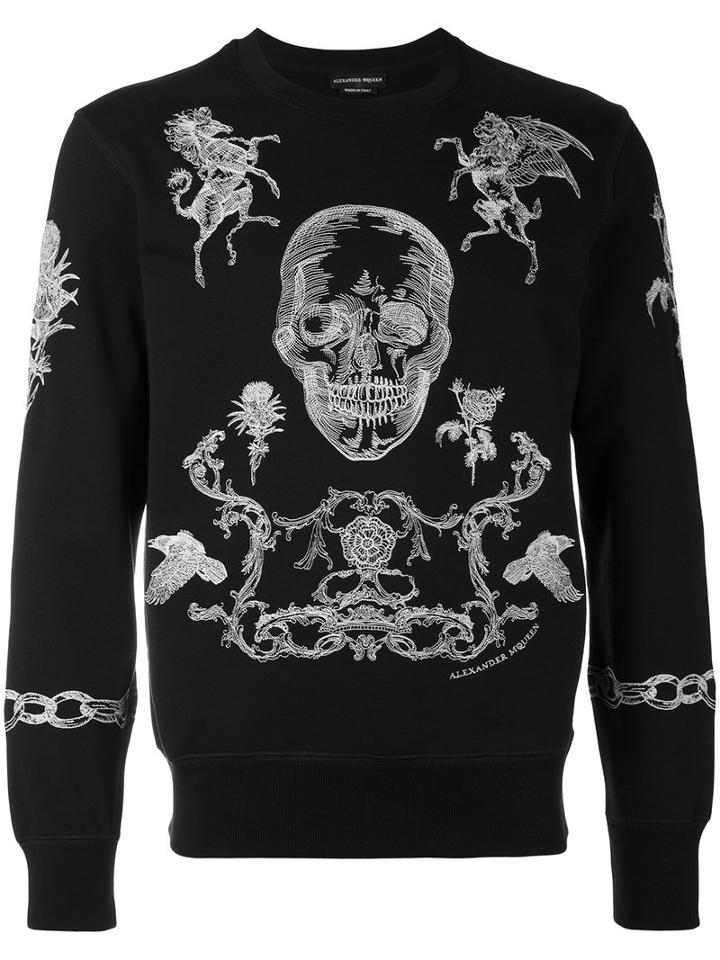 Embroidered Sweatshirt - Men - Cotton - M, Black, Cotton, Alexander Mcqueen