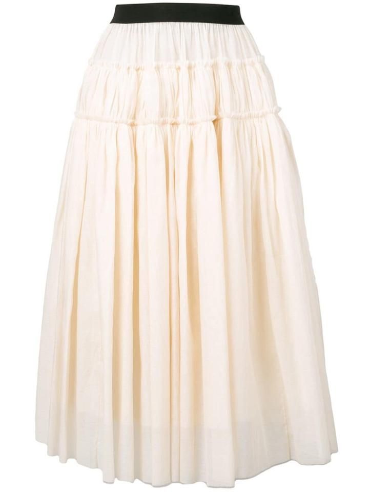 Sara Lanzi Fringed Pleated Skirt - Neutrals