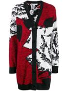 Msgm Oversized Abstract-pattern Cardigan - Red