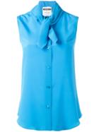 Moschino Tie Neck Blouse, Women's, Size: 40, Blue, Silk