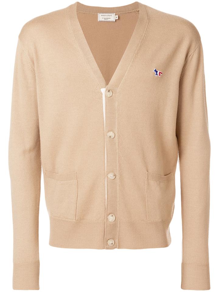 Maison Kitsuné Embroidered Logo Cardigan - Brown