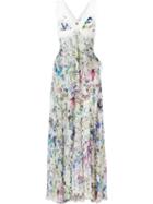 Roberto Cavalli Floral Print Long Dress, Women's, Size: 40, White, Silk/polyamide