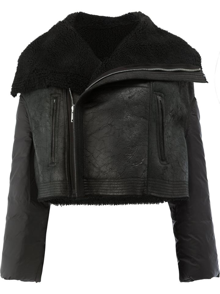 Rick Owens Shearling Biker Jacker - Black