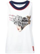 Prada Printed Tank Top, Women's, Size: Xs, White, Cotton