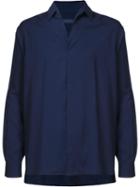 Lanvin Concealed Front Fastening Shirt, Men's, Size: 45, Blue, Viscose/spandex/elastane