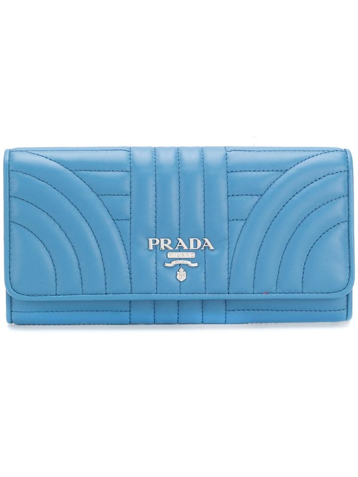 Prada Quilted Continental Wallet - Blue
