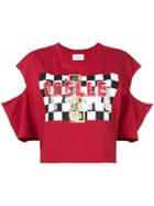 Gaelle Bonheur Cut Out Sleeves Printed T-shirt - Red