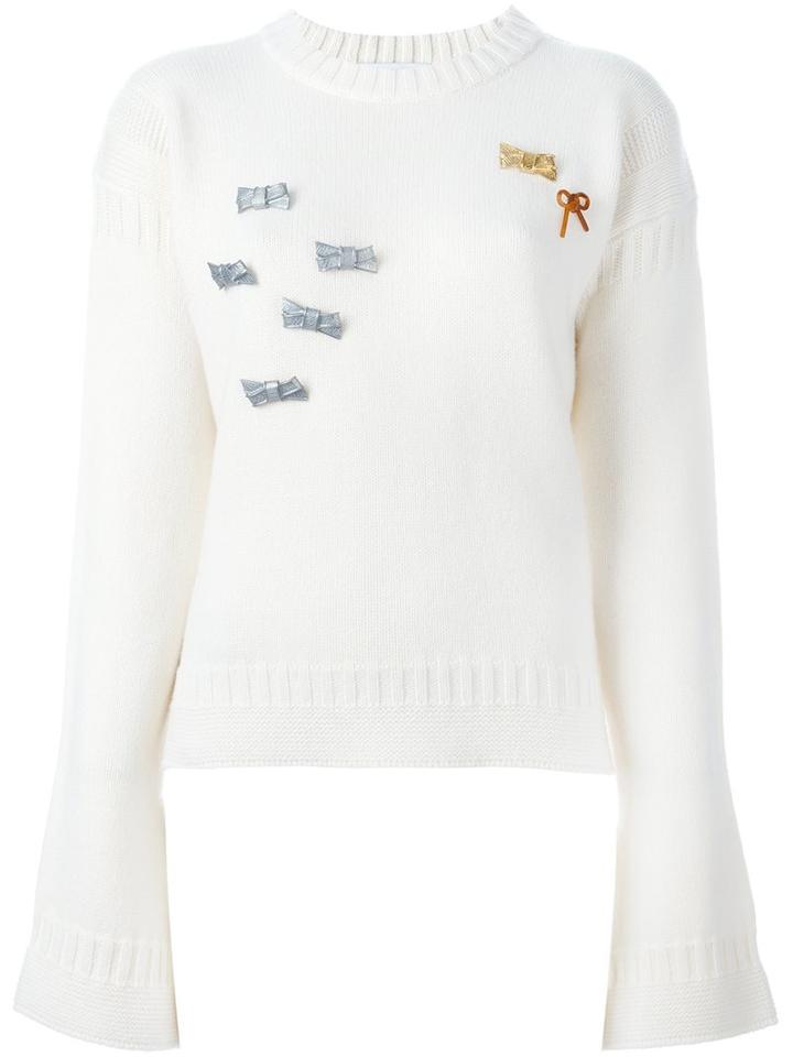 J.w.anderson Bow Appliqué Pullover, Women's, Size: Medium, White, Merino