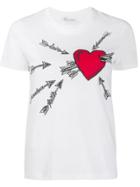 Red Valentino Heart Embroidered T-shirt - White