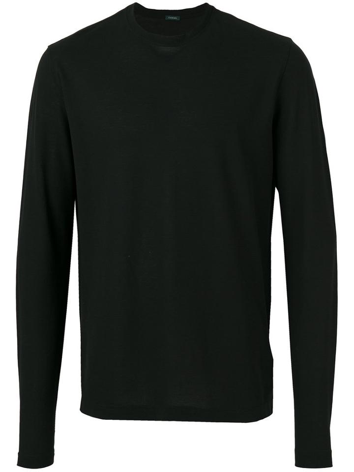 Zanone - Long Sleeve T-shirt - Men - Cotton - 48, Black, Cotton