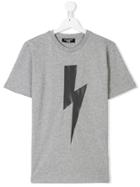 Neil Barrett Kids Teen Lightning Bolt T-shirt - Grey