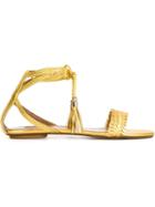 Aquazzura Braided Sandals, Women's, Size: 37.5, Grey, Rubber/leather/patent Leather