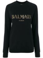 Balmain - Logo Lettering Sweatshirt - Women - Cotton - 38, Black, Cotton