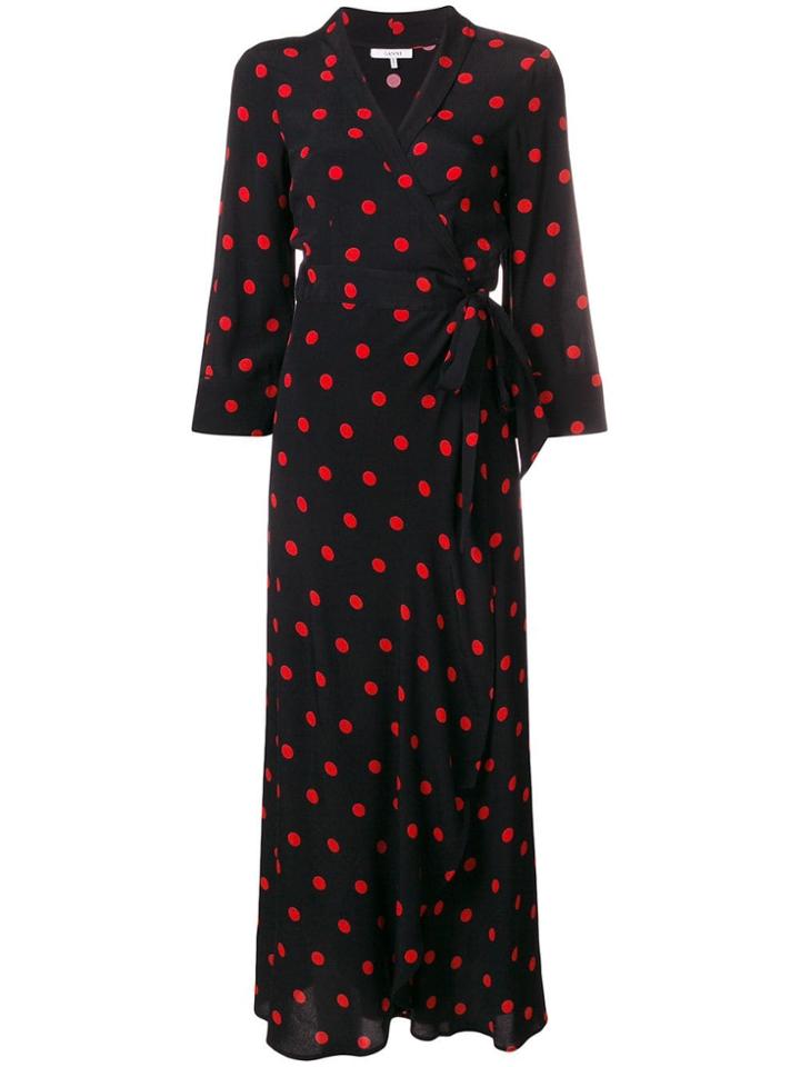 Ganni Dotted Wrap Dress - Black