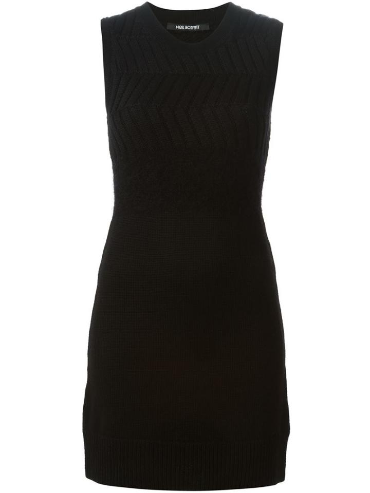 Neil Barrett Zig-zag Knit Dress, Women's, Size: Medium, Black, Wool