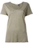 Helmut Lang Scoop Neck T-shirt, Women's, Size: Medium, Green, Cotton/cashmere