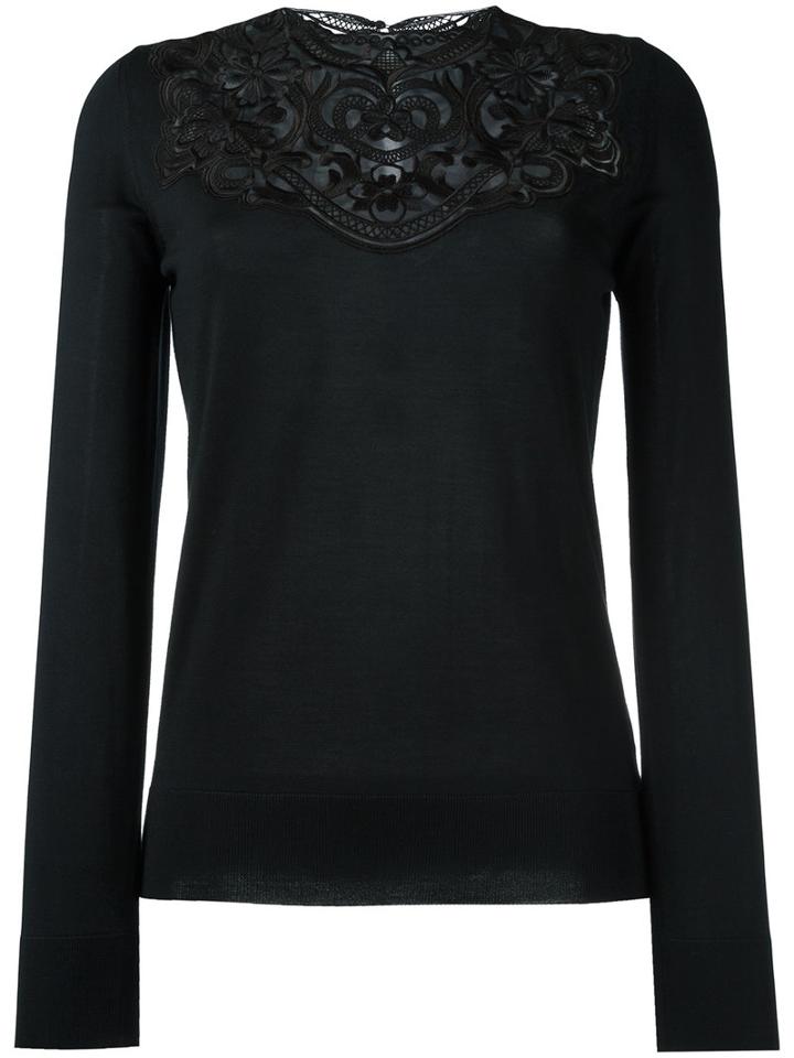 Dolce & Gabbana Lace Insert Jumper, Women's, Size: 40, Black, Silk/viscose