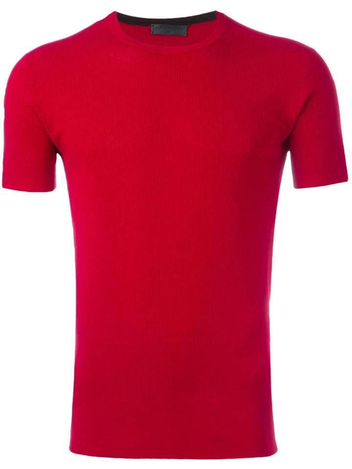 Costume National Knitted T-shirt, Men's, Size: L, Red, Viscose/pbt Elite