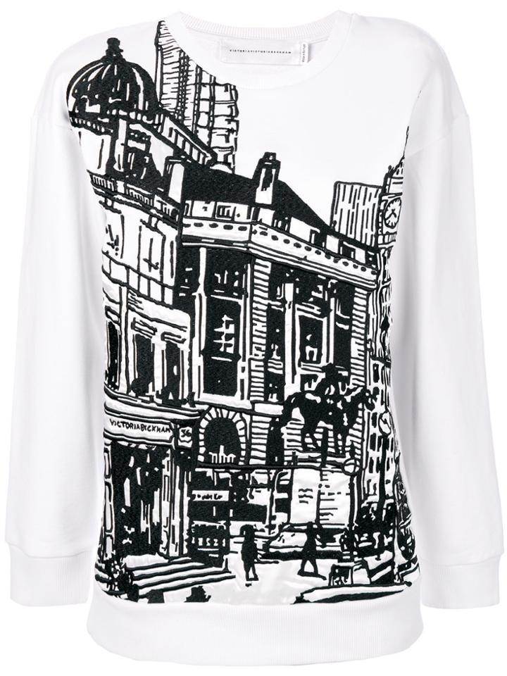 Victoria Victoria Beckham Building Print Sweatshirt - White