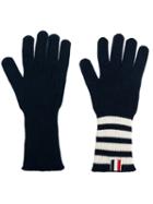 Thom Browne 4-bar Cashmere Gloves - Blue