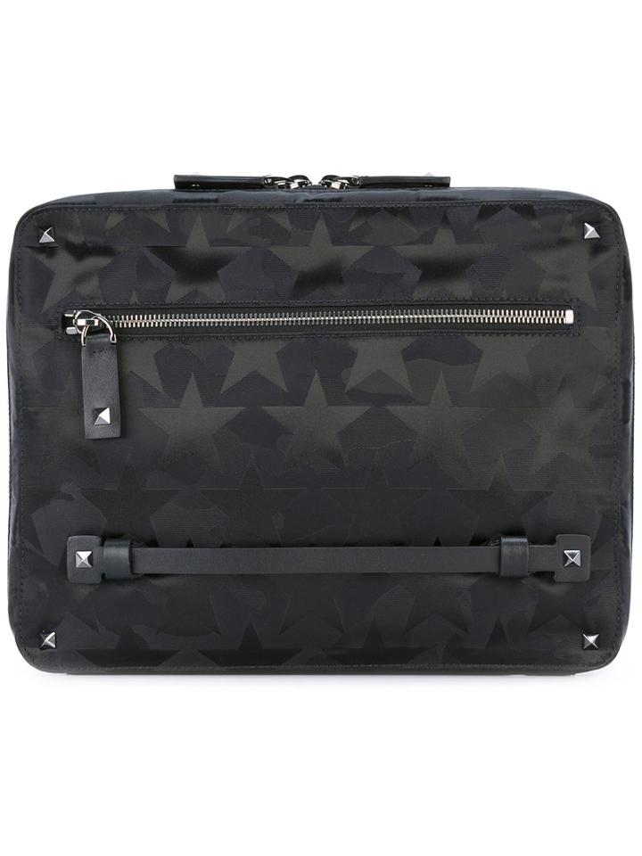 Valentino Valentino Garavani Camustars Ipad Case, Men's, Black, Leather/polyester/metal