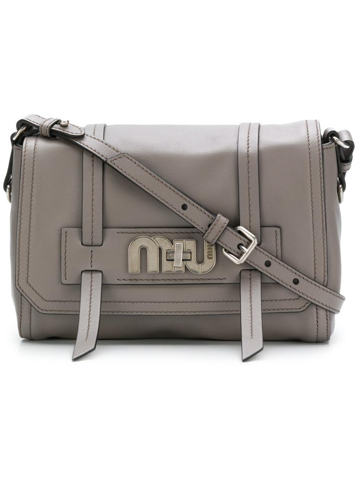 Miu Miu Logo Plaque Satchel - Grey