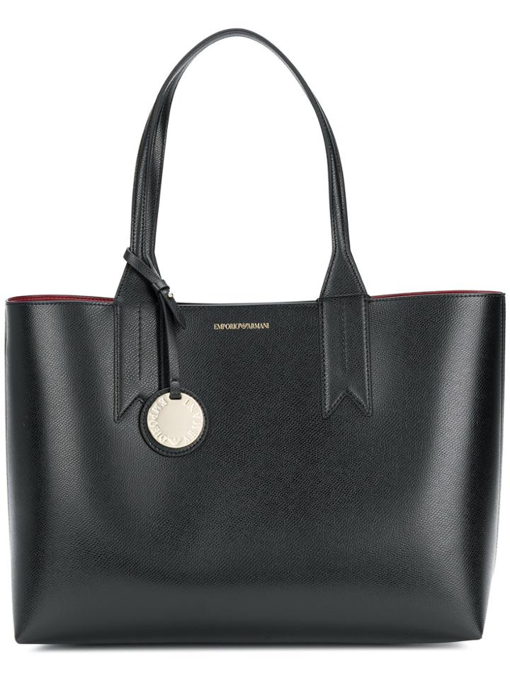 Emporio Armani Large Charm-detail Tote - Black