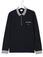 Armani Junior Teen Long Sleeve Polo Shirt - Blue
